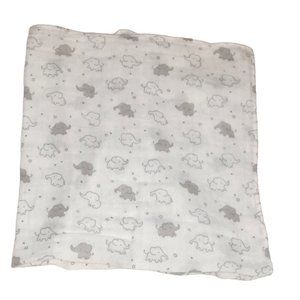 H&M Gray Elephant Baby White Muslin Security Blanket Lovey 23" X 23"